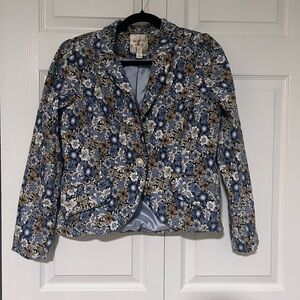 Autres Filles Floral Blazer w/faux Pearl accents